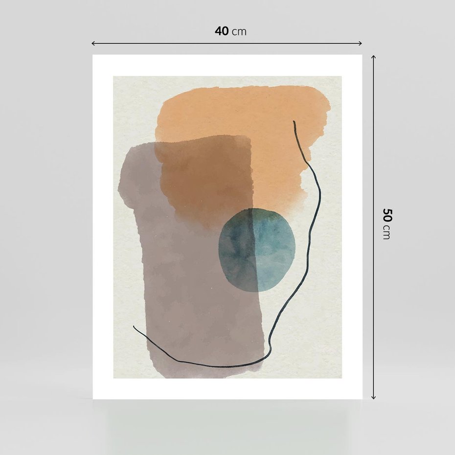 Plakat bez ramy 40x50 - Rozkwitająca Akwarelowa Inspiracja - geometryczne elementy, stonowane ziemiste kolory