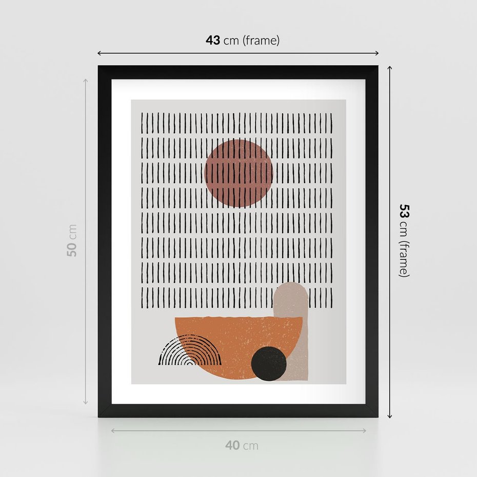 Plakat w ramie 40x50 - Symetria w Stylu Mid-Century - minimalistyczny obraz, mid-century styl - rama czarna