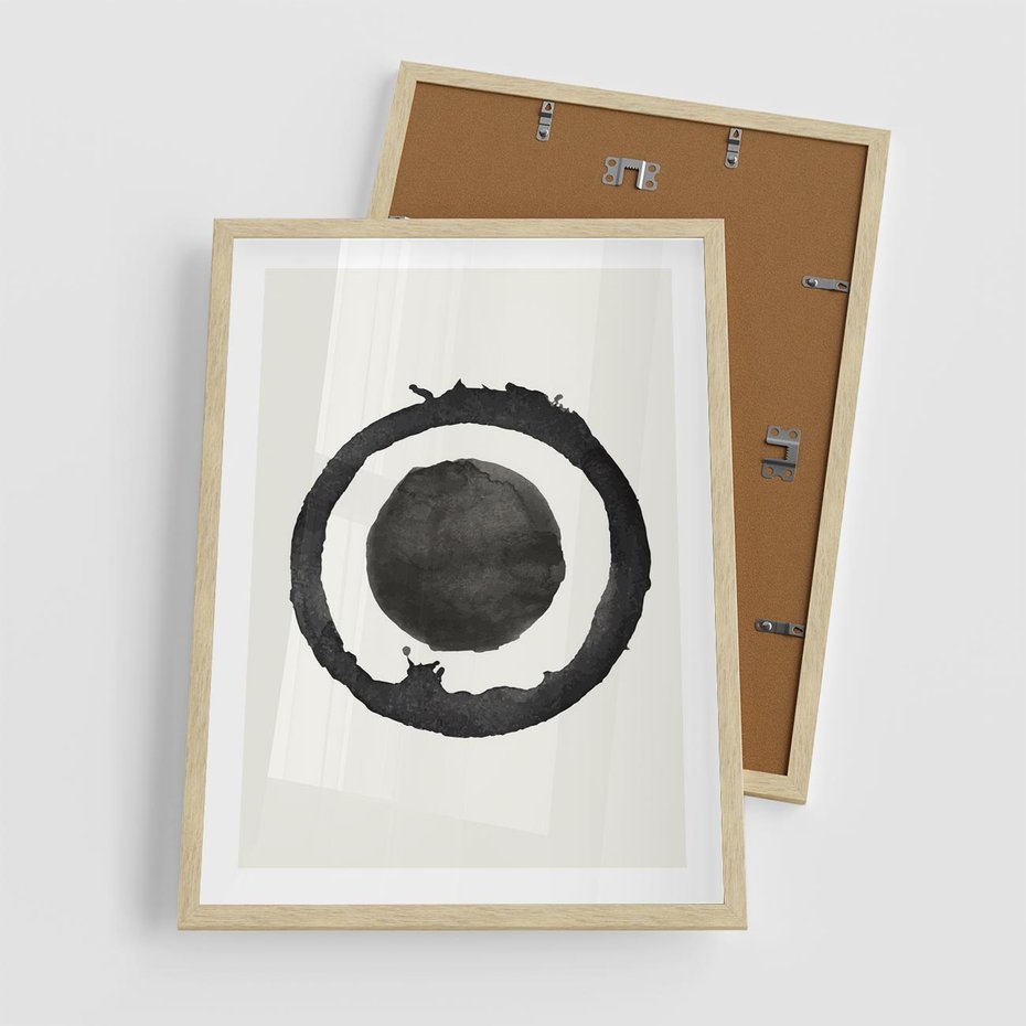 Plakat w ramie 50x70 - Harmonijne Emocje - abstrakcyjne plamy okręgi, akwarelowe - rama drewno