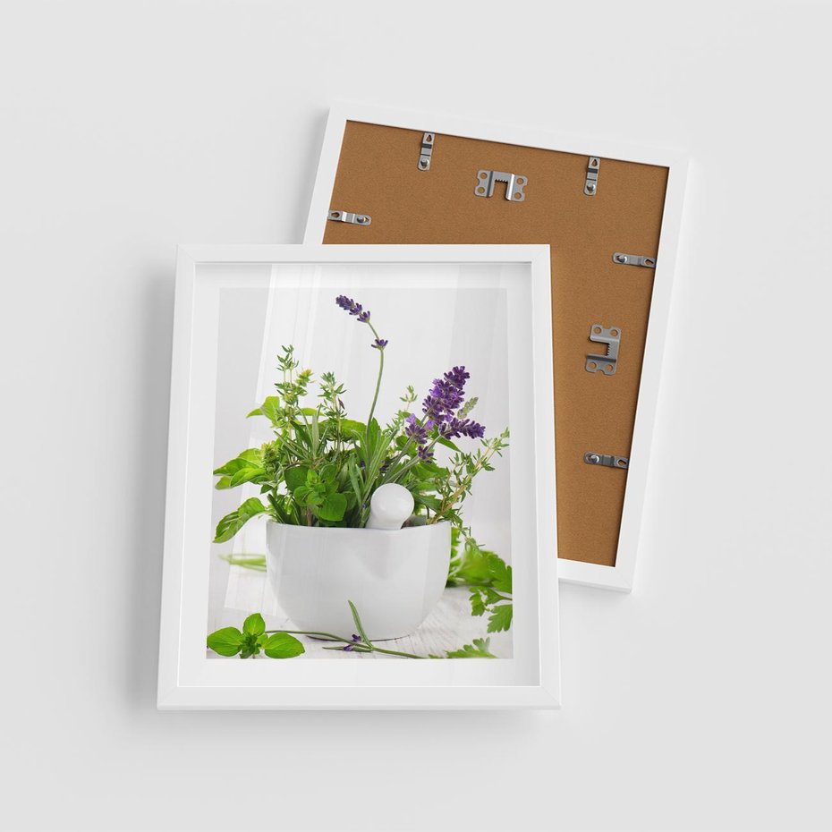 Plakat w ramie 40x50 - Kwiaty i zioła w restauracji - kwiaty, zioła - rama biała