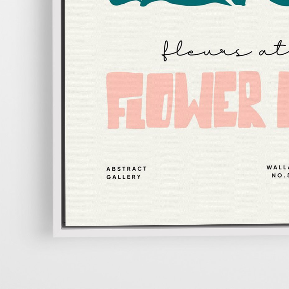 Obraz w ramie 50x70 - Taniec Kształtów - kwiaty, abstrakcyjna kompozycja - rama biała