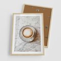 Plakat w ramie 50x70 - Kawa w Perfekcji - kawa w filiżance, cappuccino - rama drewno