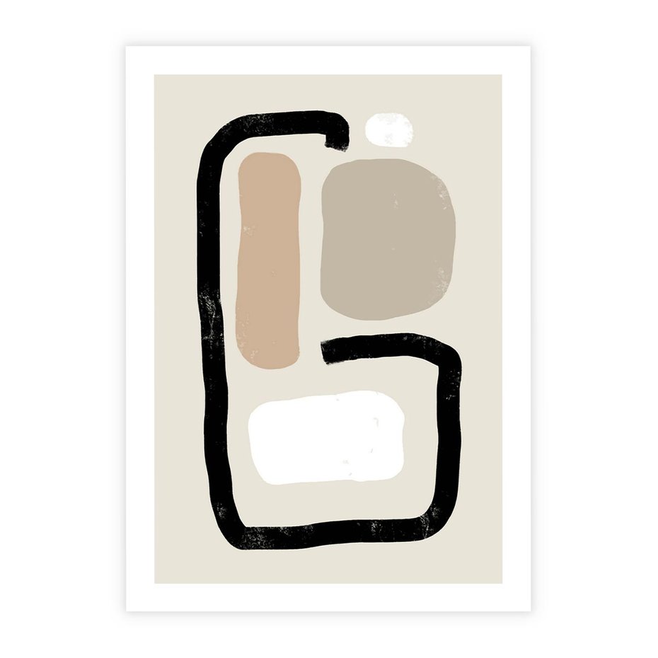 Plakat bez ramy 21x30 - Kształtne Formy - geometryczne nieregularne kształty, nowoczesna kompozycja
