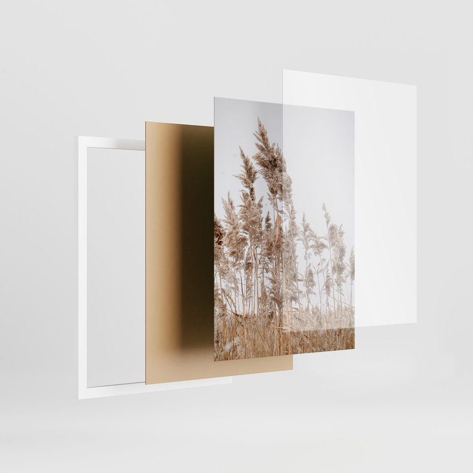 Zestaw obrazy w ramie 40x50 galeria - Trawy, morze, plaża, pampas - rama biała