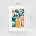 Plakat w ramie 30x40 - Kolorowe Pasmo - abstrakcyjne kwiaty w wazonie, pdastelowe kolory - rama biała