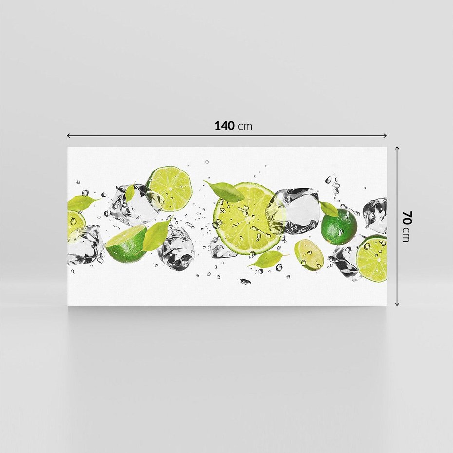 Obraz na płótnie 140x70 - Ekscentryczne limonki z wodą - limonki, woda