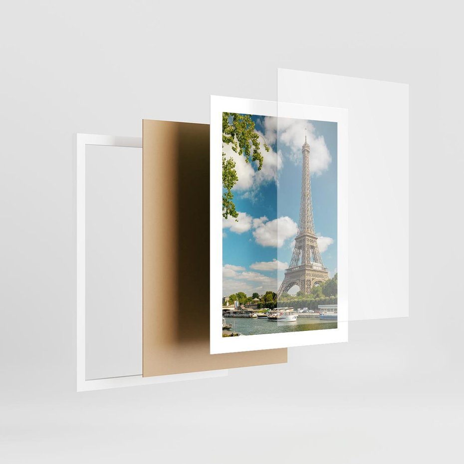 Plakat w ramie 30x40 - Paryż Eiffla - Paryż, Eiffla - rama biała