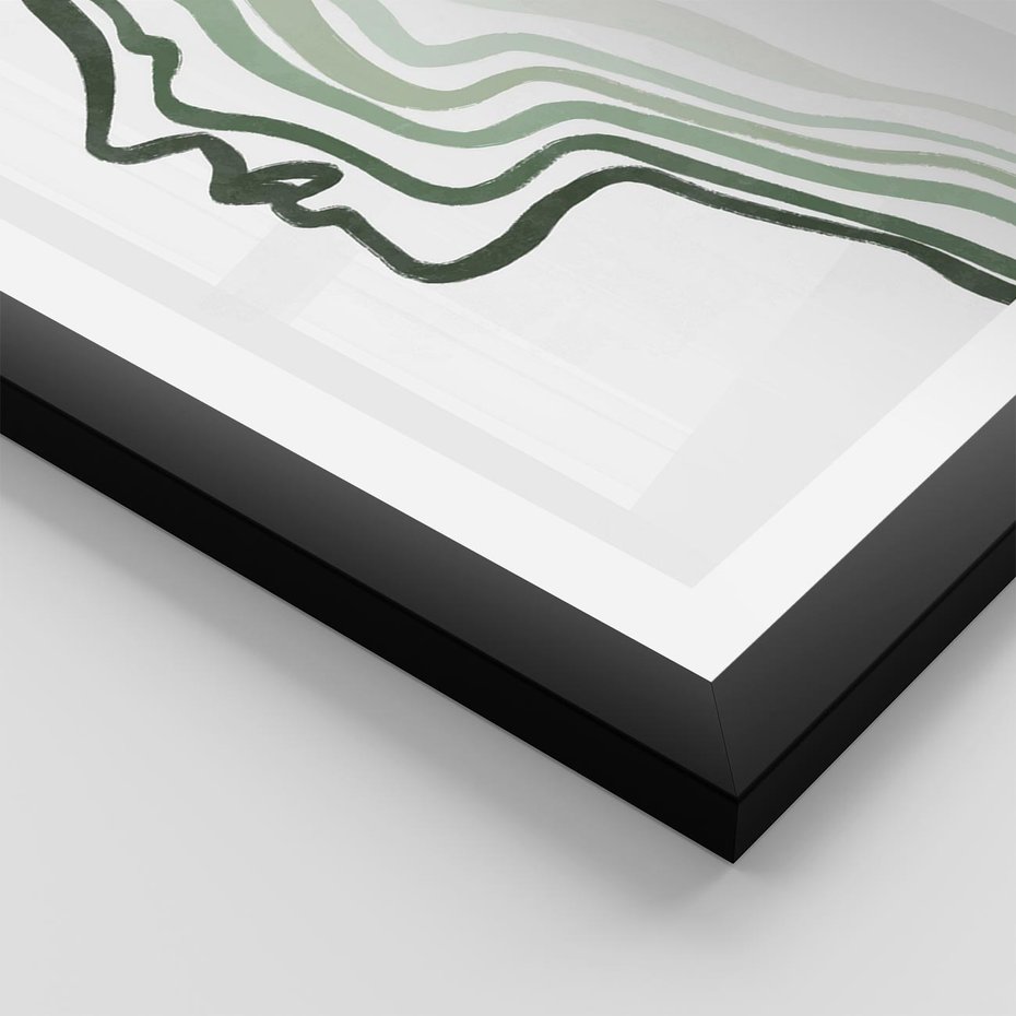 Plakat w ramie 40x50 - Zielony Profil - abstrakcja, zielony portret z profilu - rama czarna