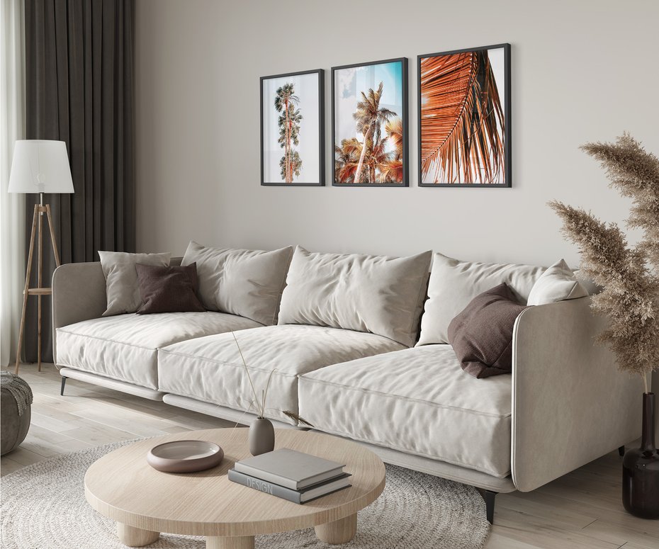 Zestaw obrazy w ramie 30x40 galeria - Palmy, tropiki, plaża, lato, wakacje - rama czarna