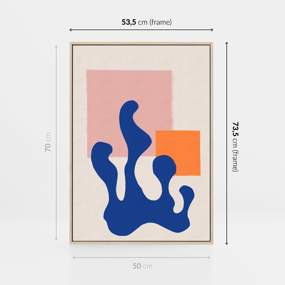 Obraz w ramie 50x70 - Bezgraniczna Galeria Plam - abstrakcja, nowoczesny plakat - rama drewno
