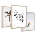 Zestaw obrazy w ramie 30x40 galeria - Cytat, motywacja, plaża, palma - rama drewno