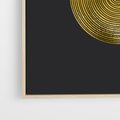 Obraz w ramie 70x100 - Migotliwe Przeniknięcia - złote koła, czarne tło - rama drewno