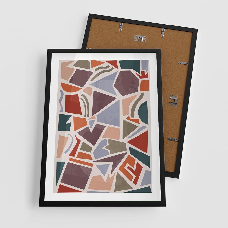 Plakat w ramie 50x70 - Intrygujące Rozbicie - gemoetryczne kształty, mozaika - rama czarna