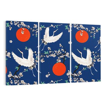 Obraz na płótnie 120x80 - Japońskie Żurawie Indygo - sztuka japońska, japonia