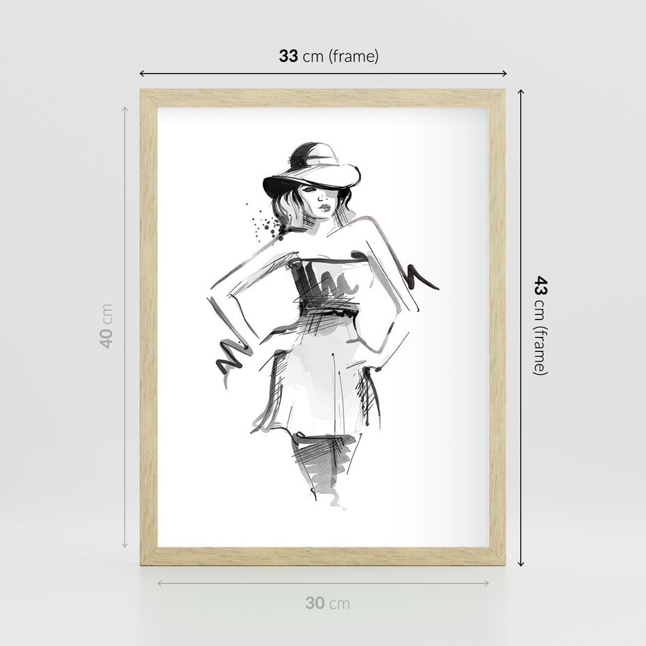 Plakat w ramie 30x40 - Piękno mody i urody - beauty, fashion - rama drewno