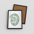 Plakat w ramie 30x40 - Zielony Świat Odpoczynku - abstrakcyjny zielony motyw, skandynawski design - rama czarna