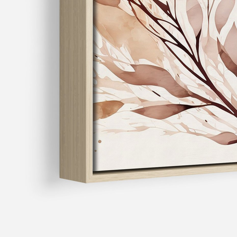 Obraz w ramie 50x70 - Nostalgiczne tańce pędzla - akwarelowe kwiaty, gałęzie - rama drewno