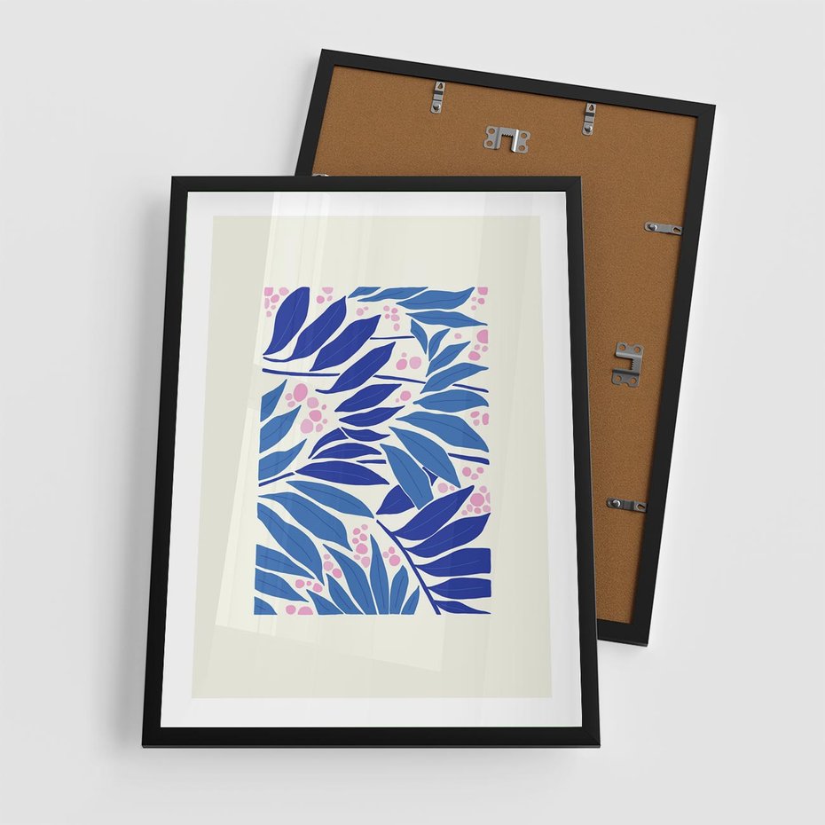 Plakat w ramie 50x70 - Kolorowy Wir - liściasta kompozycja, nowoczesny plakat - rama czarna