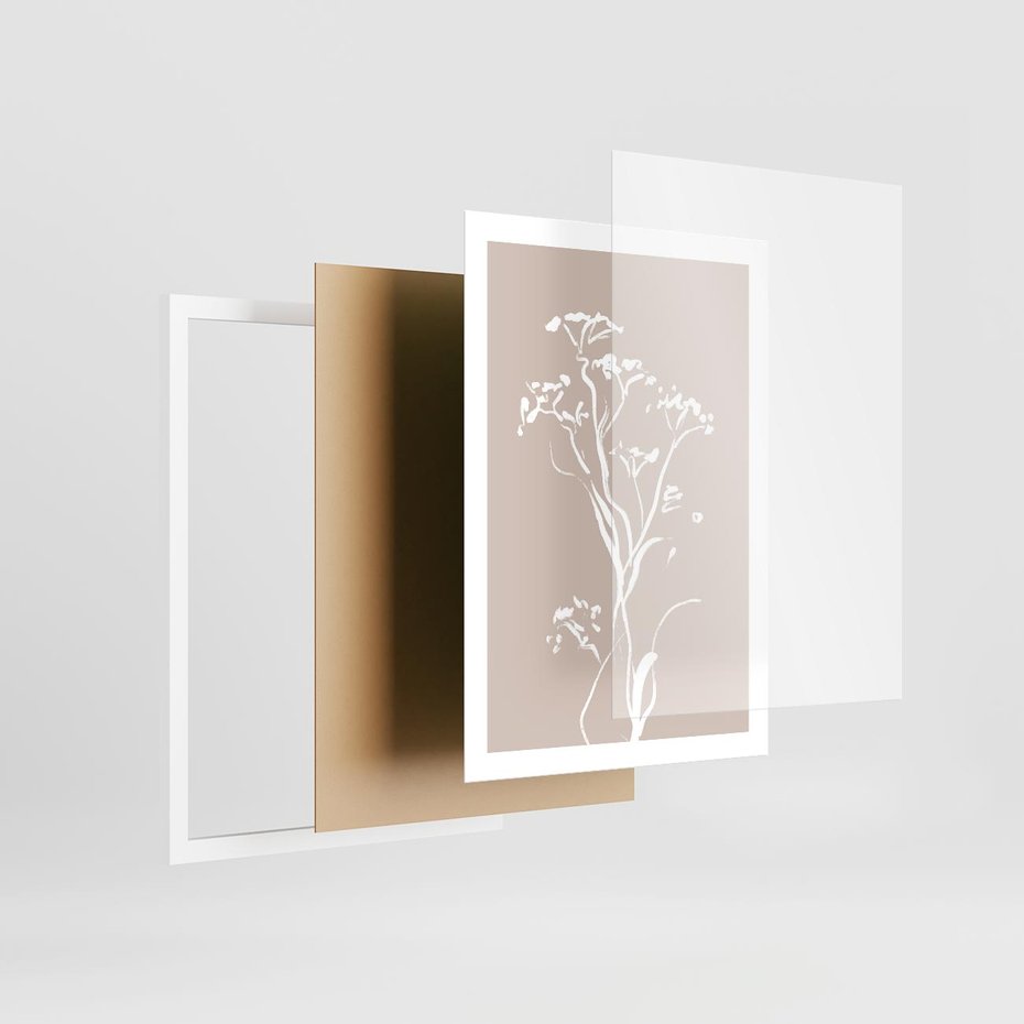 Plakat w ramie 50x70 - Harmonijne Mini Boho - minimalistyczny delikatny obraz, beżowe odcienie - rama biała