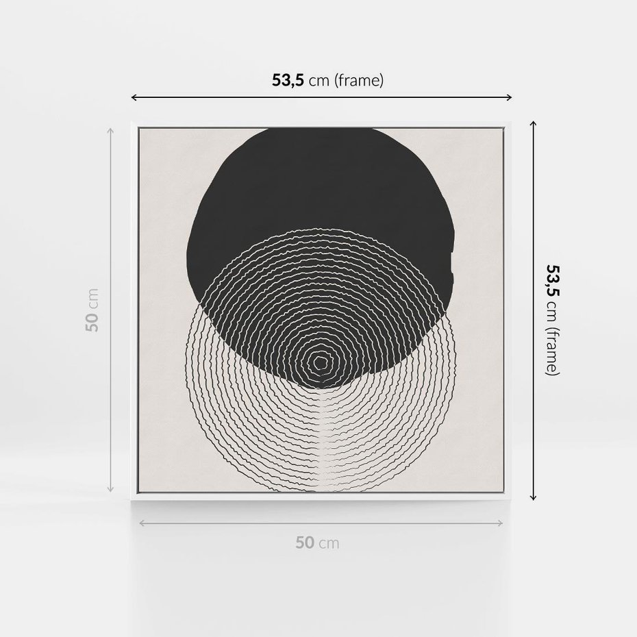 Obraz w ramie 50x50 - Boho Przenikanie Uroku - abstrakcyjna kompozycja, okręgi - rama biała