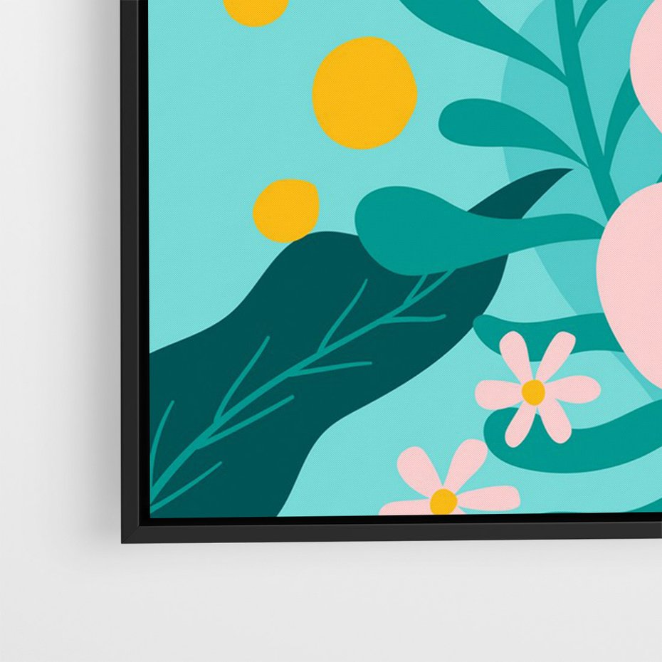 Obraz w ramie 50x70 - Kwiatowy Impuls - pastelowa kompozycja, kwiaty - rama czarna