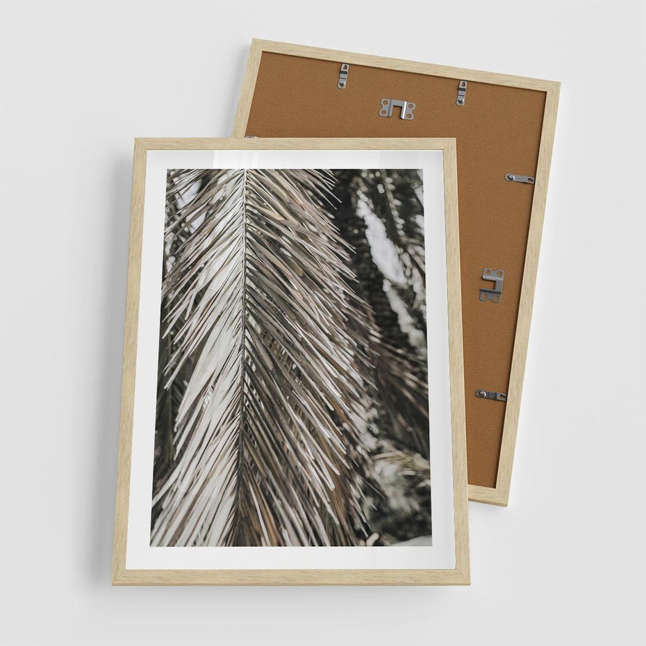 Plakat w ramie 50x70 - Egzotyczne Gałęzie - suche gałęzie, liście palmy - rama drewno