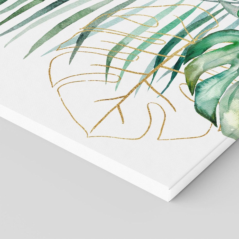 Obraz na płótnie 120x80 - Luksus w Detalu - złote, liście