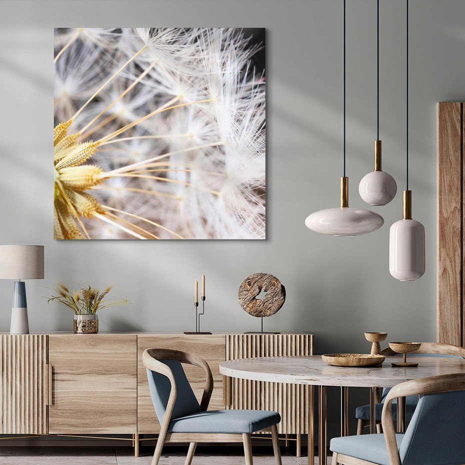 Obraz na płótnie 80x80 - Dmuchawiec: lekkość natury - dmuchawiec, natura