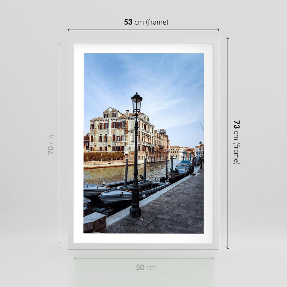 Plakat w ramie 50x70 - Kanały Wenecji - Wenecja, kanały - rama biała