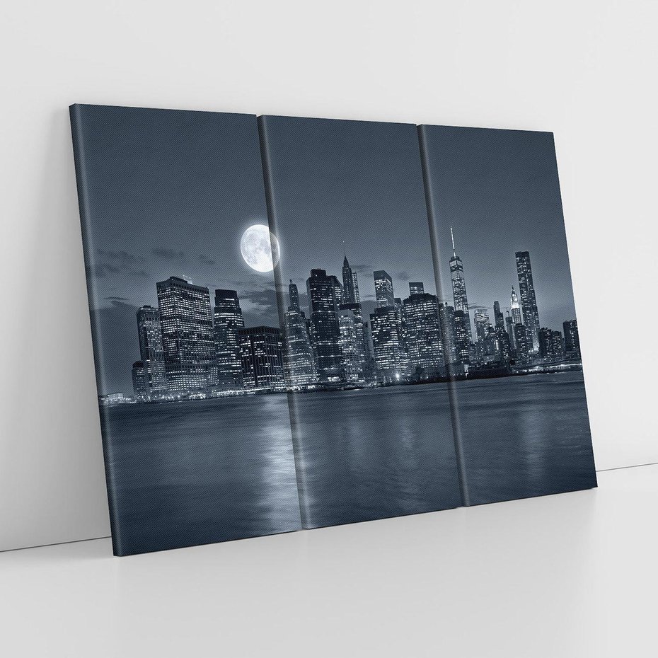 Obraz na płótnie 120x80 - Księżyc nad miastem nocą - księżyc, miasto