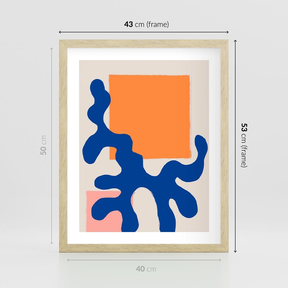 Plakat w ramie 40x50 - Bezczasowe Pastelowe Plamy - abstrakcja, nowoczesny plakat - rama drewno