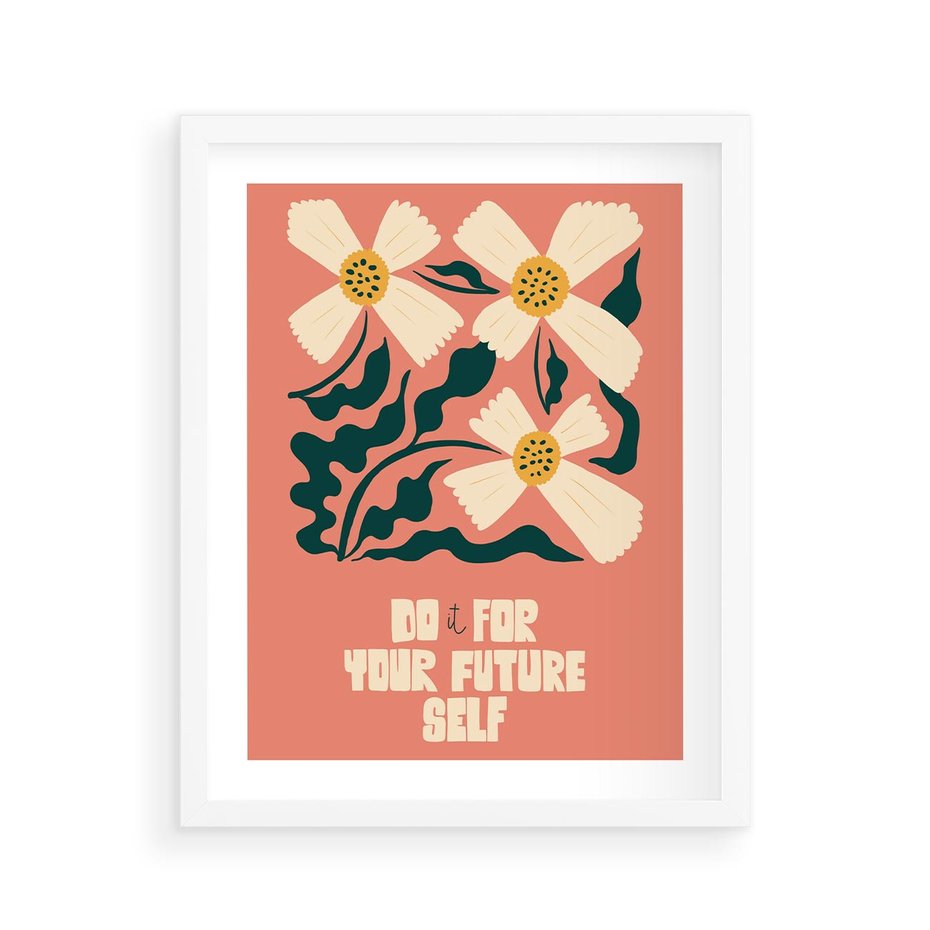 Plakat w ramie 40x50 - Mgliste Refleksje - nowoczesny plakat, różowe tło - rama biała