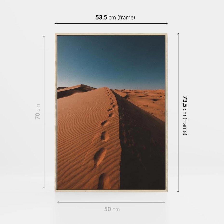 Obraz w ramie 50x70 - Piasek pustyni w ogniu - pustynia, piasek - rama drewno
