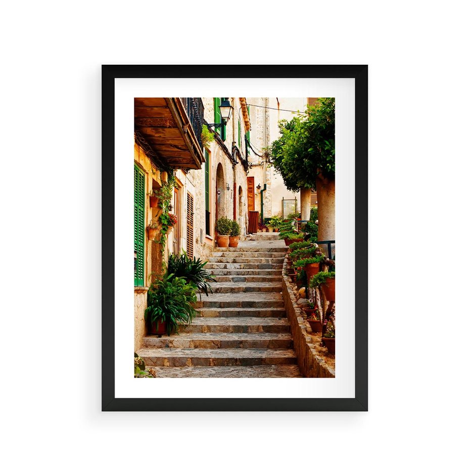 Plakat w ramie 30x40 - Uroczysta perspektywa uliczki - uliczka, perspektywa - rama czarna