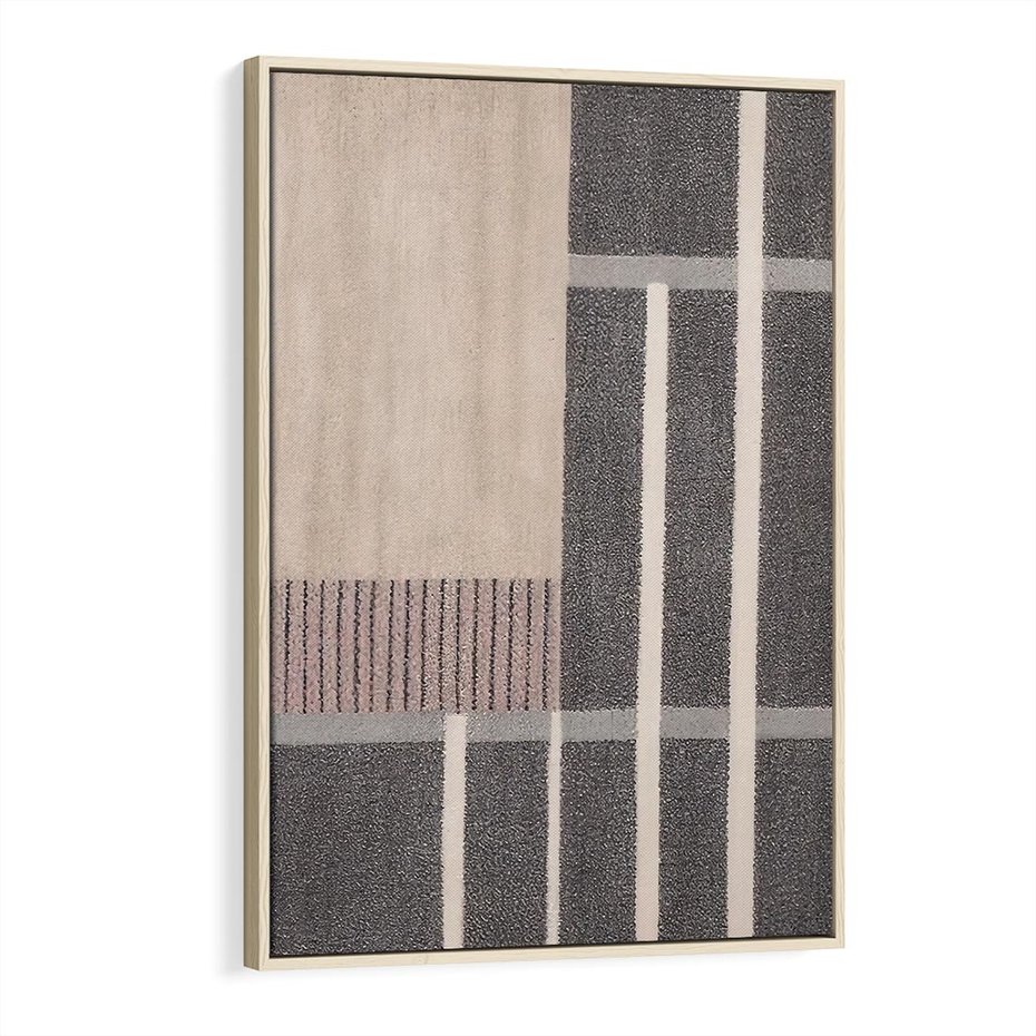 Obraz w ramie 80x120 - Harmonia skradzionych odcieni - symetryczne, geometryczne pasy - rama drewno