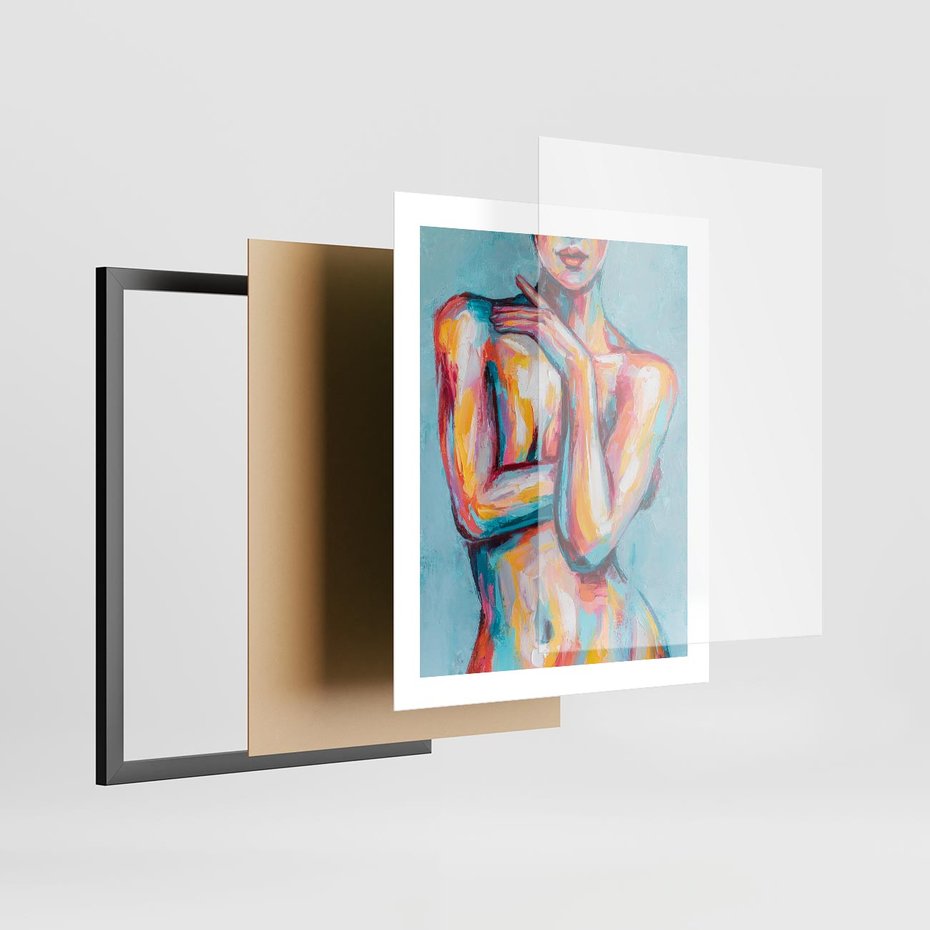 Plakat w ramie 40x50 - Nagie Natchnienie - obraz olejny, naga kobieta - rama czarna