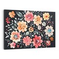 Obraz na płótnie 120x80 - Labirynty melancholii - akwarelowe, pastelowe kwiaty na czarnym tle