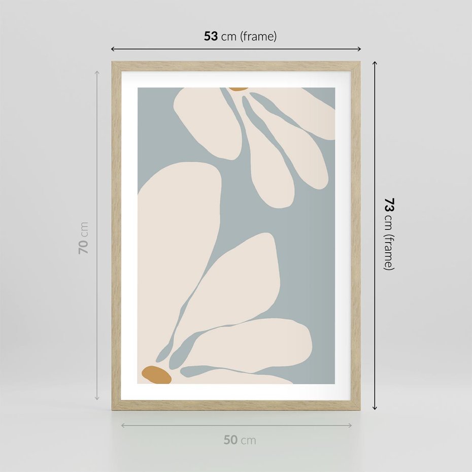 Plakat w ramie 50x70 - Pastelowe Marzenia Kwiatów - kwiaty, nowoczesne i minimalistyczne - rama drewno