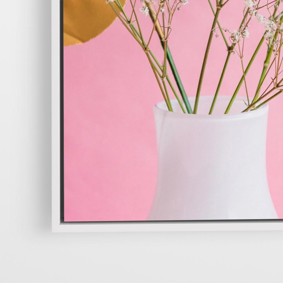 Obraz w ramie 80x80 - Przyjemność Złotej Natury - złote, liście - rama biała