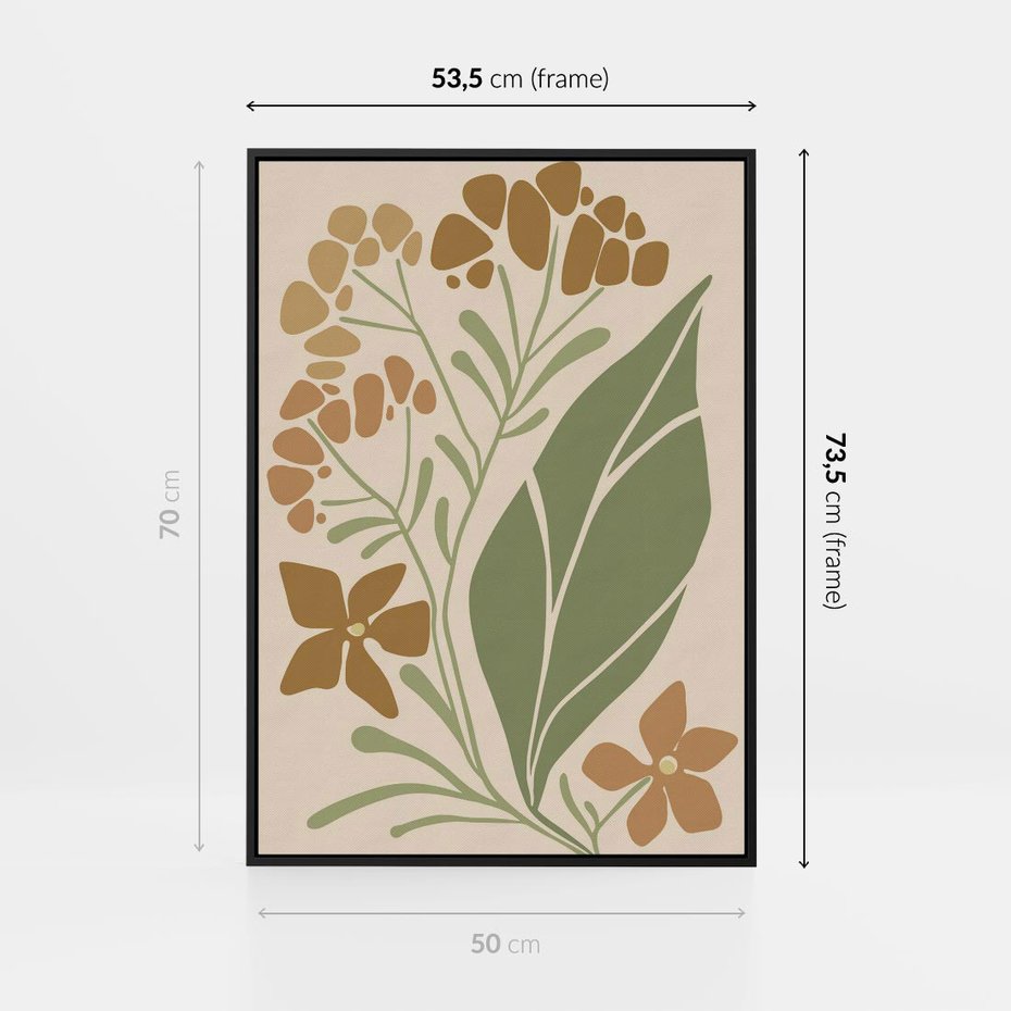Obraz w ramie 50x70 - Subtelność Utajona - nowoczesny plakat, roślinność - rama czarna