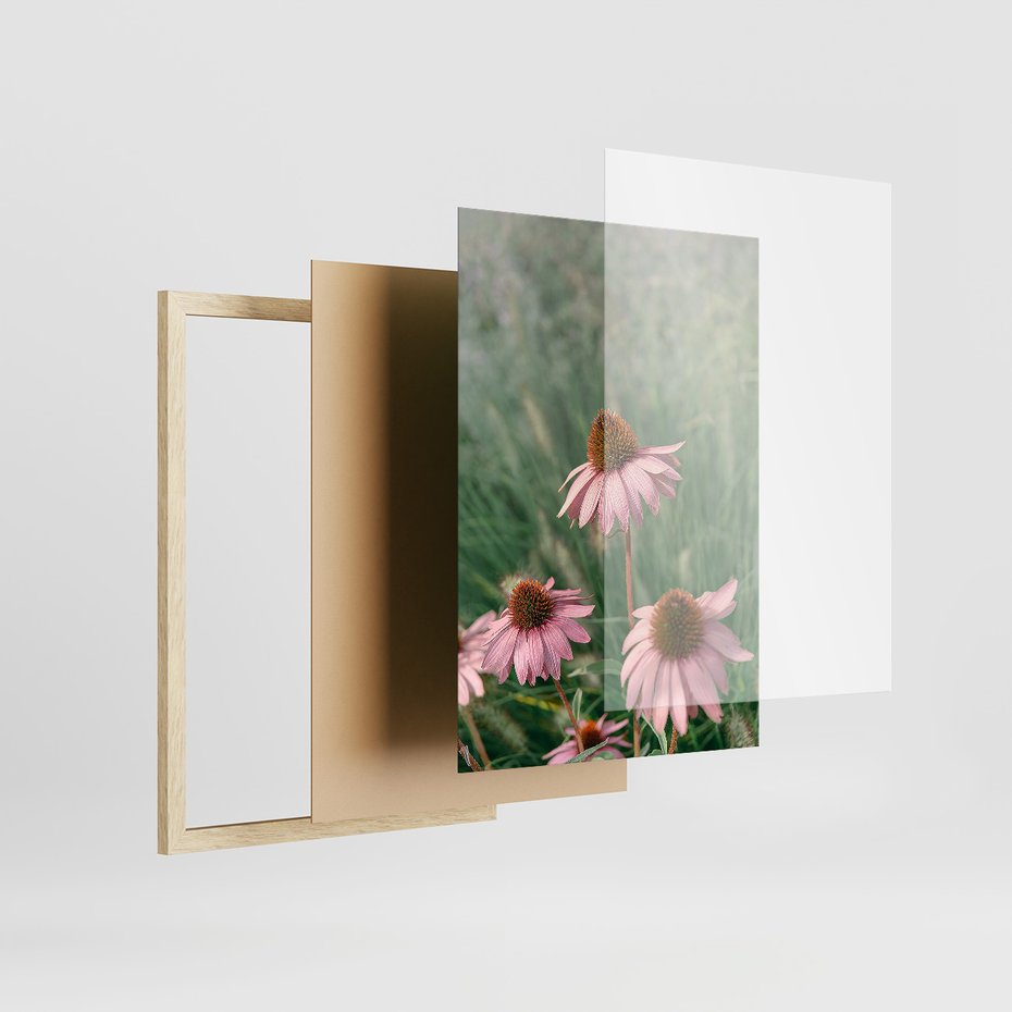 Zestaw obrazy w ramie 40x50 galeria - Kwiaty, łąka, suche, trawy - rama drewno