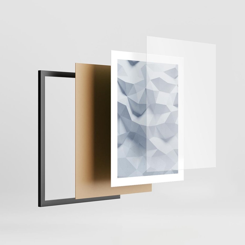 Plakat w ramie 30x40 - Trójwymiarowa geometria - geometria, 3d - rama czarna