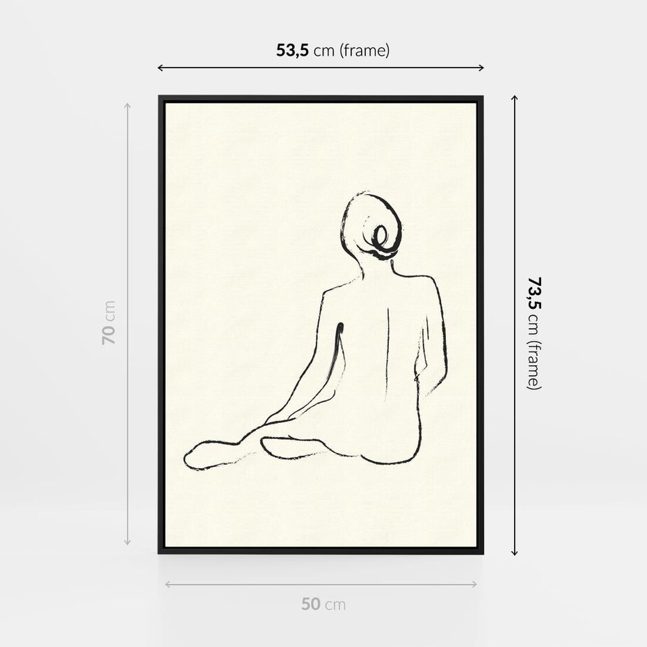 Obraz w ramie 50x70 - Akt w Minimalizmie - kobieta akt, minimalizm - rama czarna