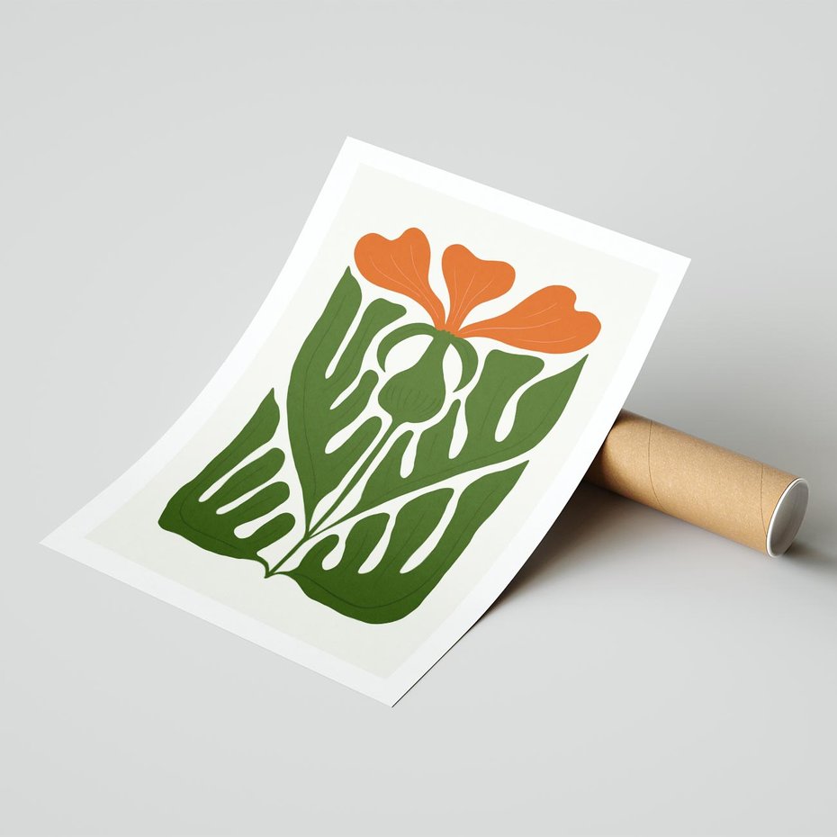 Plakat bez ramy 21x30 - Minimalistyczny Urok Kwiatu - kwiat, sztuka nowoczesna