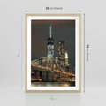 Plakat w ramie 50x70 - Miasto rozświetlone nocnym blaskiem - miasto, nocą - rama drewno
