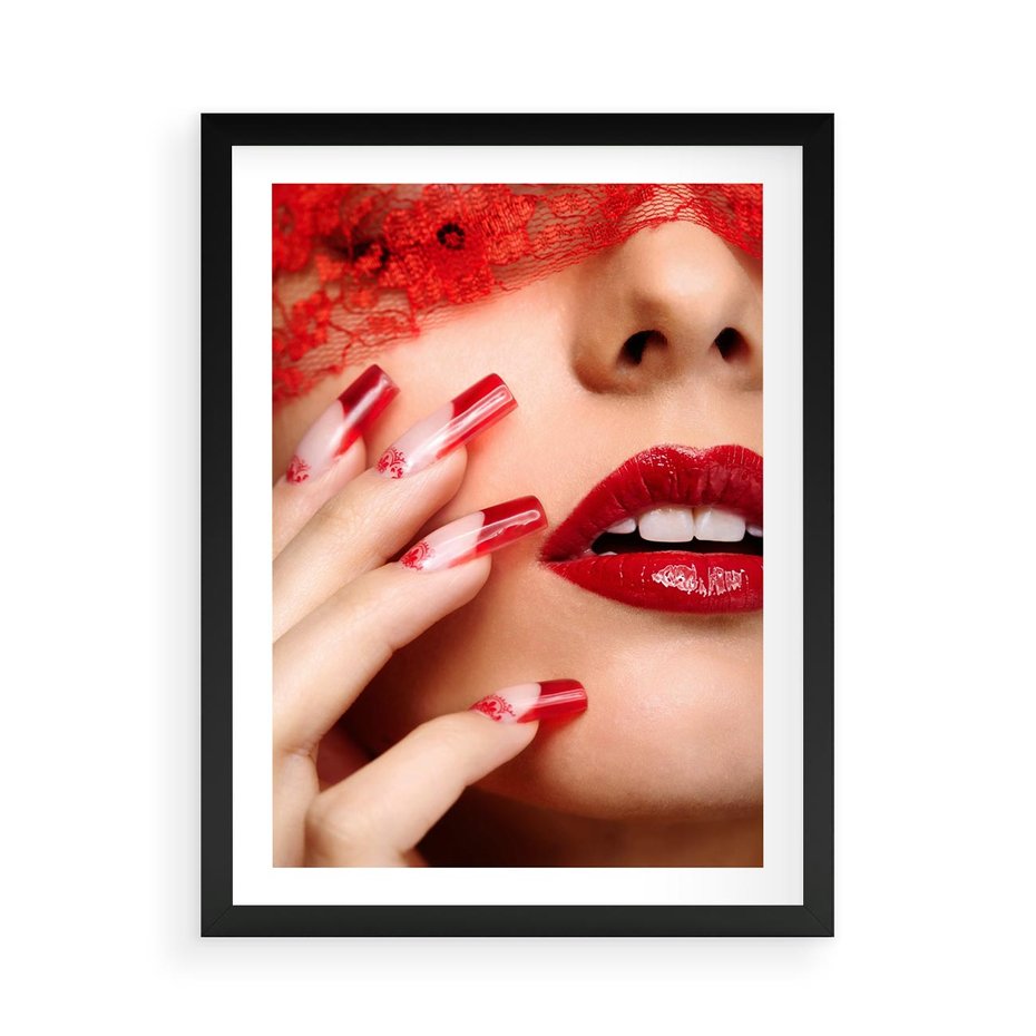 Plakat w ramie 50x70 - Piękno manicure: kolory i elegancja - paznokcie, manicure - rama czarna