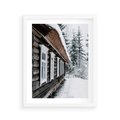 Plakat w ramie 40x50 - Cicha Zima - zima, domek w górach - rama biała