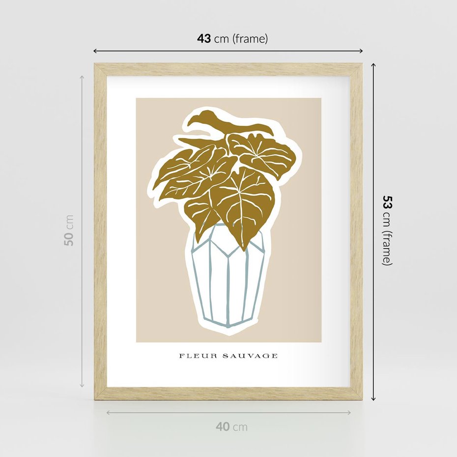 Plakat w ramie 40x50 - Rytmy Nowych Wizji - abstrakcyjne liście, tropikalne w wazonie - rama drewno