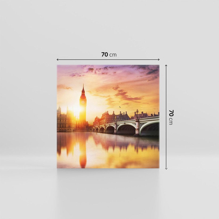 Obraz na płótnie 70x70 - Zachód słońca nad Big Benem i mostem - zachód, słońca