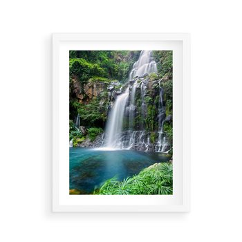 Plakat w ramie 40x50 - Tropikalny Wodospad - wodospad, tropikalny - rama biała